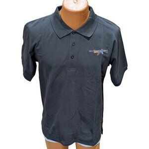 GSG-5 Collection Polo Shirt Embroidered Gun Design Black Short Sleeve Mens L